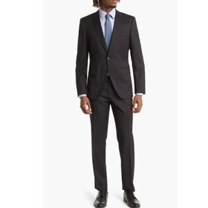 BOSS Hugo Solid Wool Suit Dark Gray 42L NWT